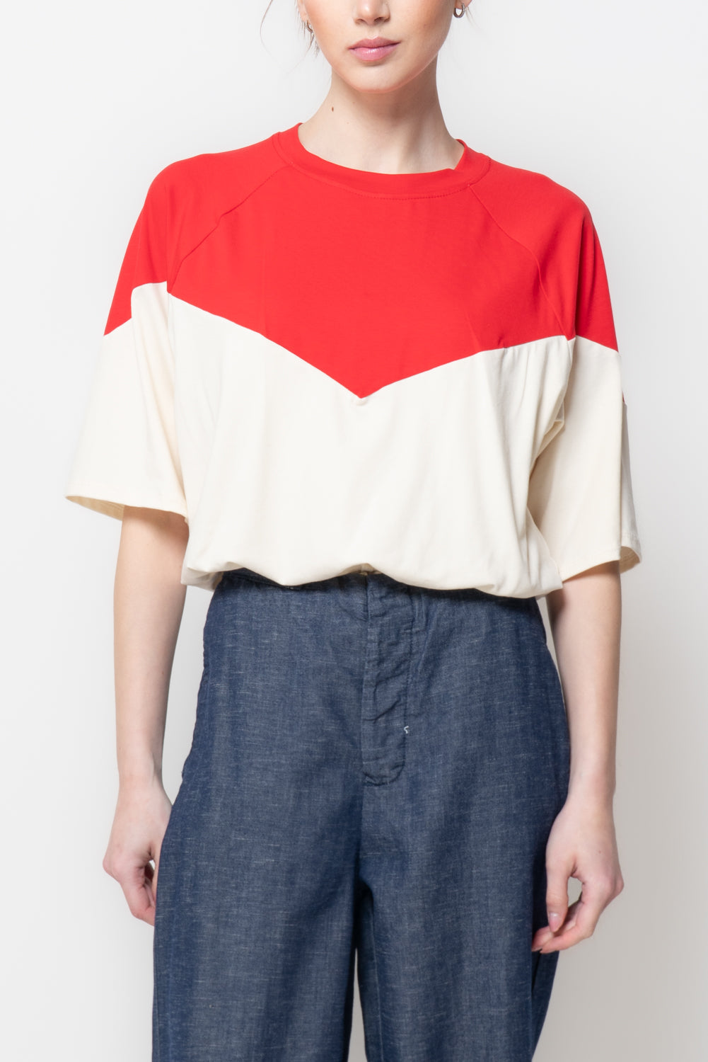 T-shirt Bicolore a Intarsio