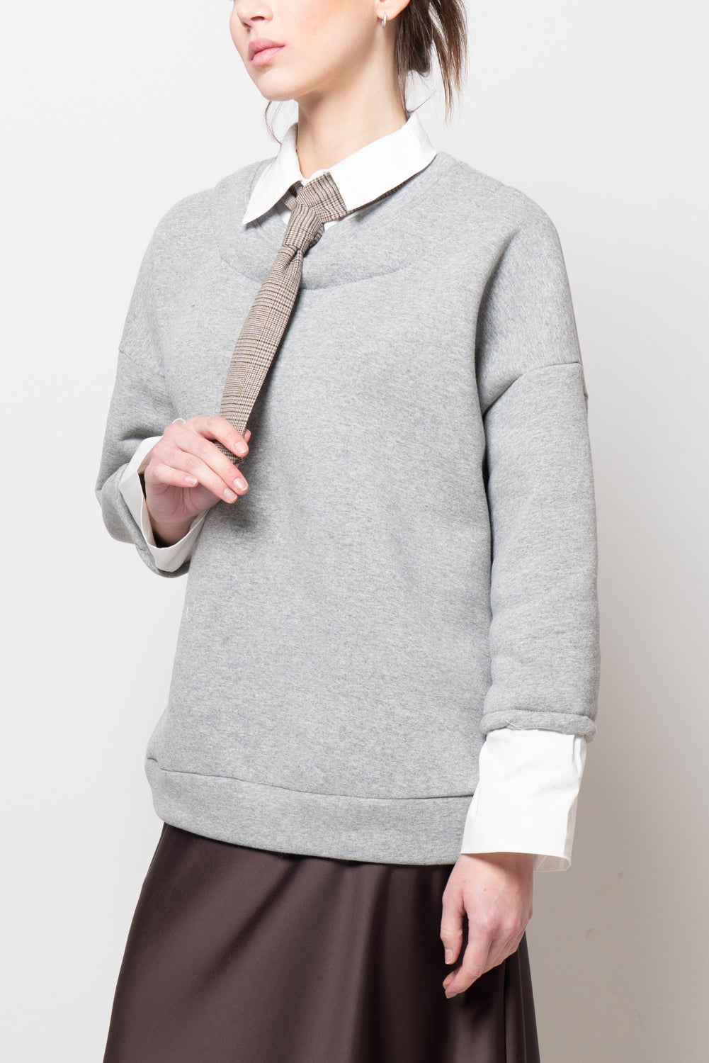 Felpa doppio tessuto con cravatta