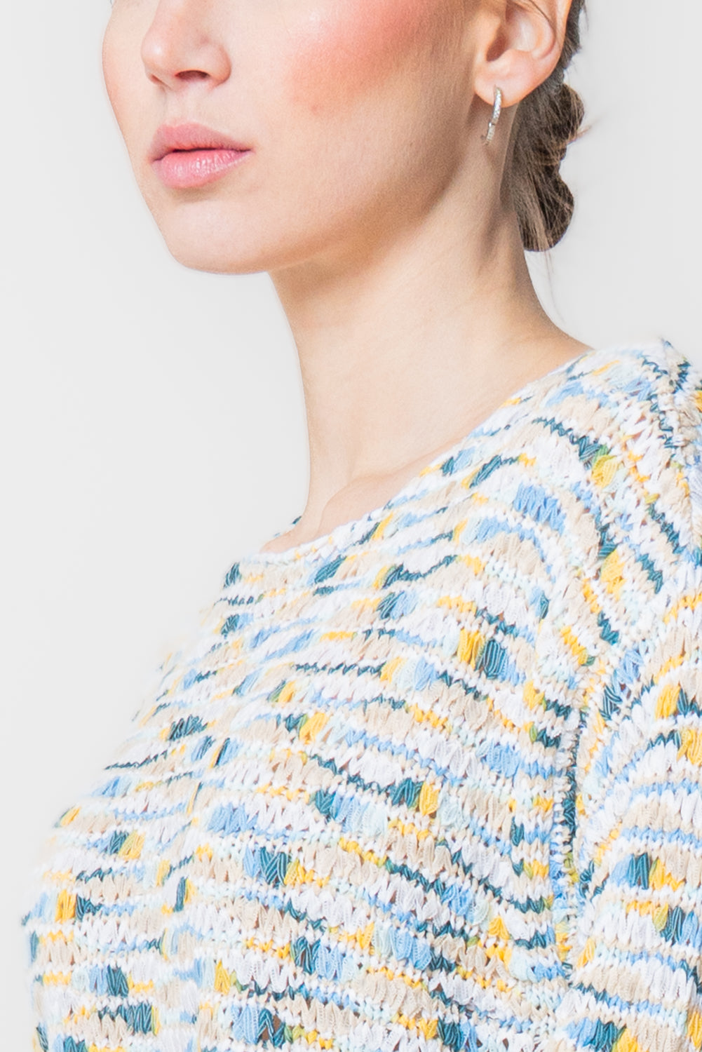 Maglia Girocollo in Filato Fiammato Multicolor