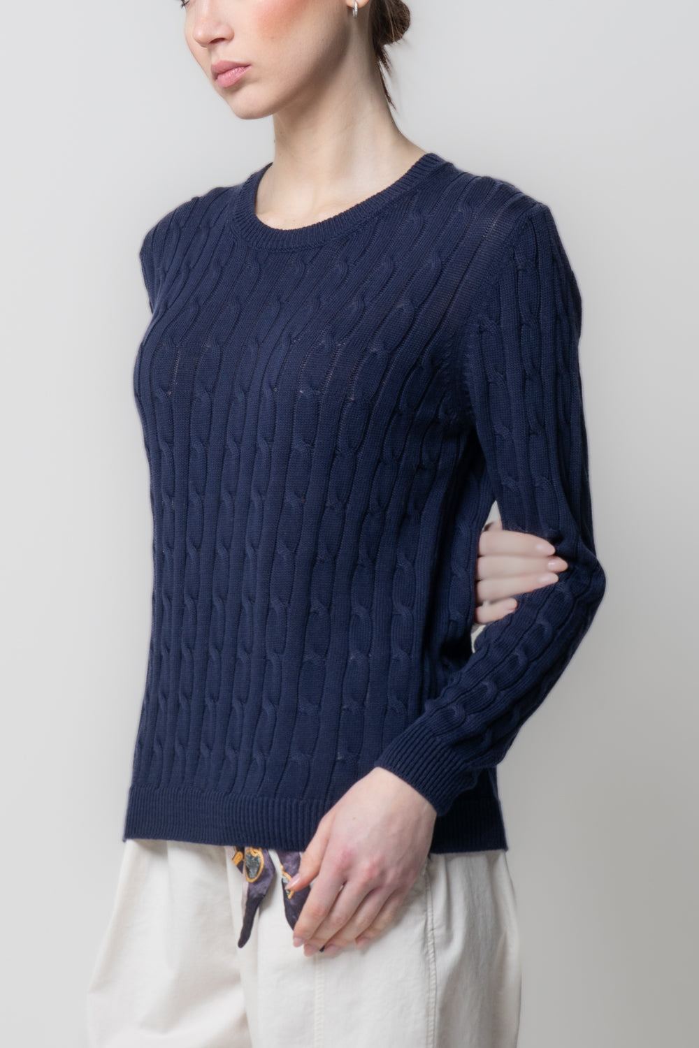 Maglia a Trecce in Cotone Leggero