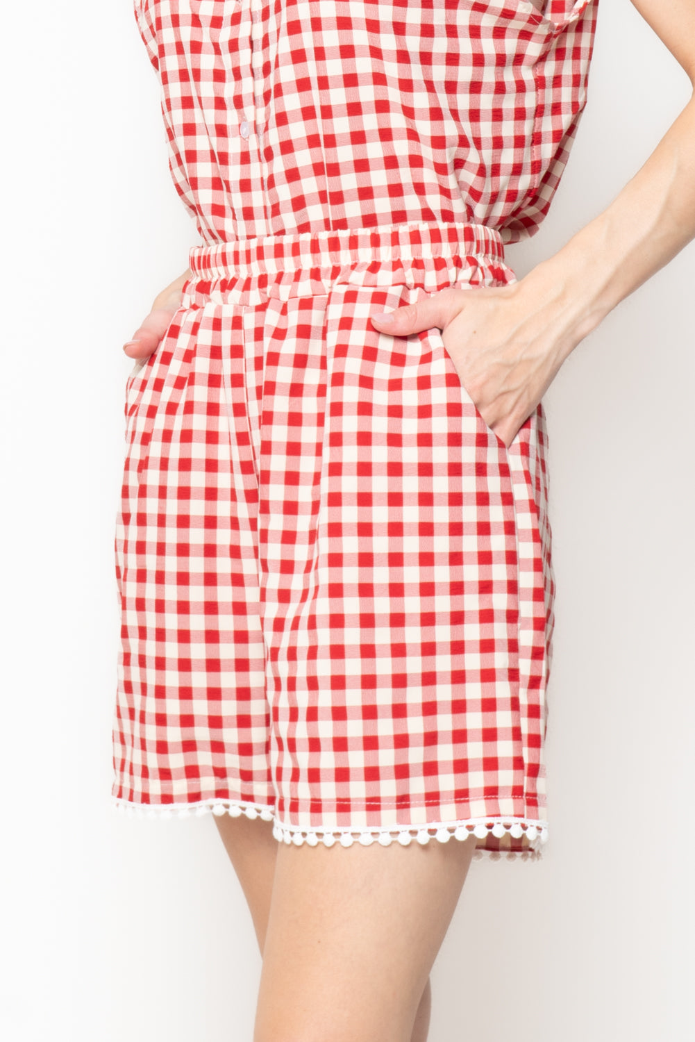 Camicia smanicata in Fantasia Vichy