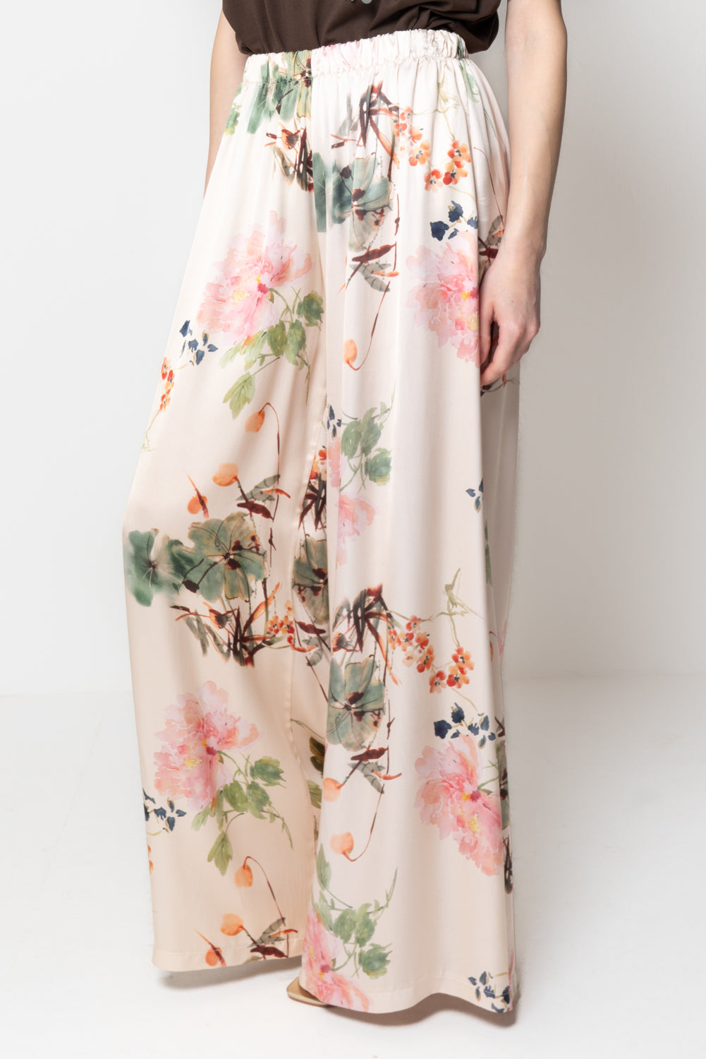 Pantalone Satin con Stampa Floreale