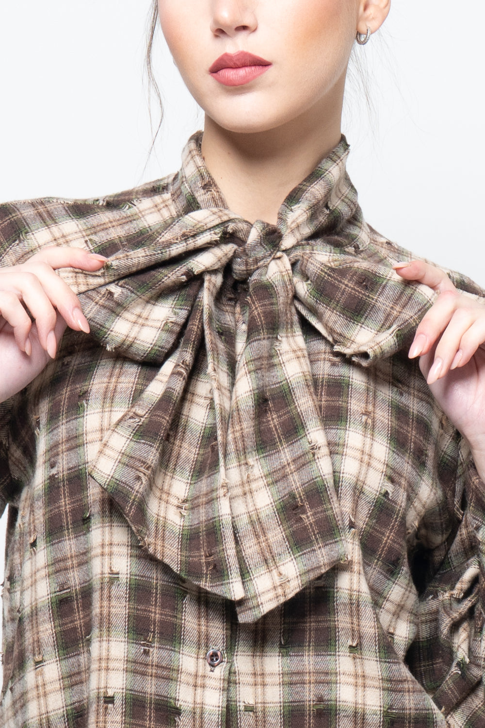 Camicia a quadri con fiocco