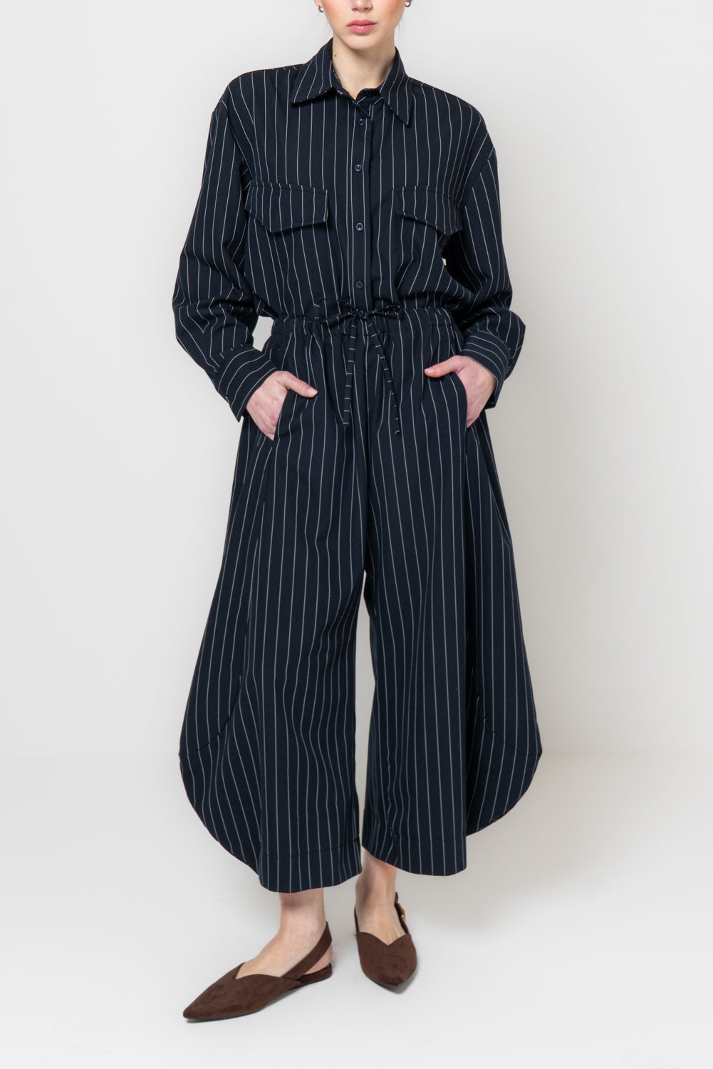 Pantalone barrel gessato