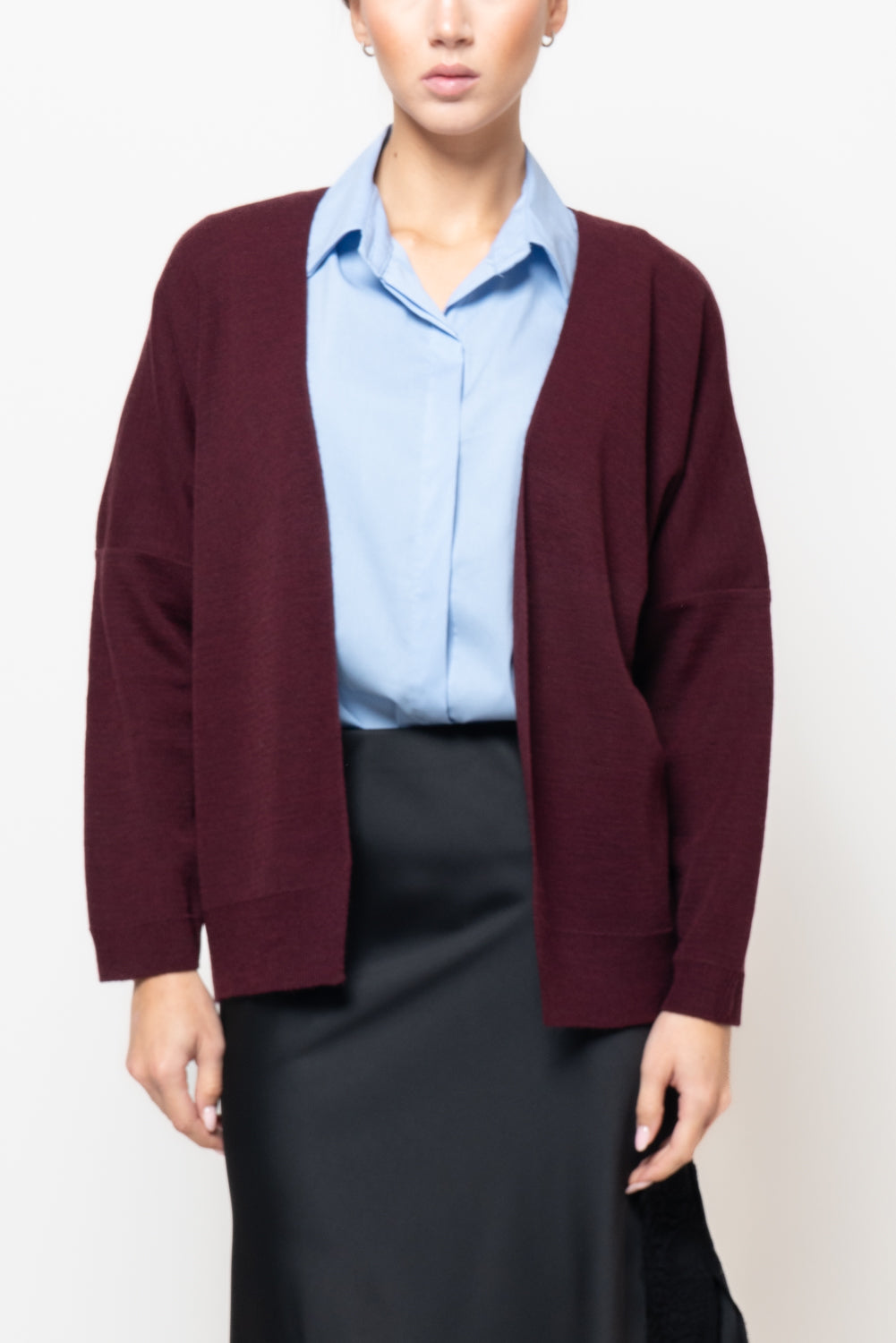 Cardigan in misto lana con spacchi