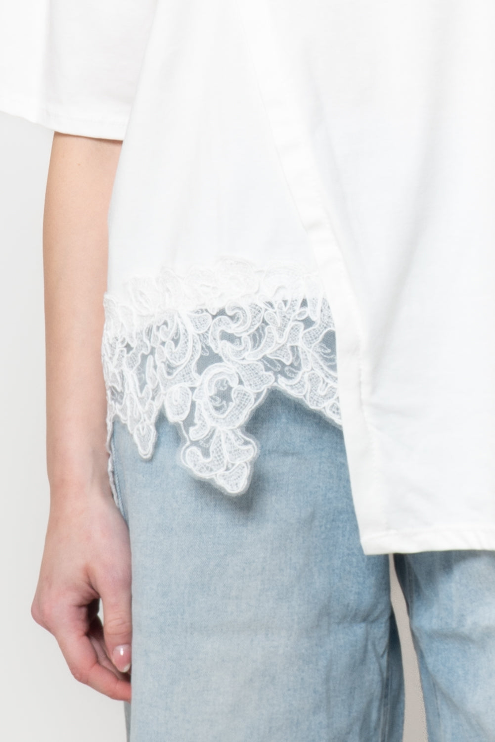 T-shirt con Fondo in Pizzo