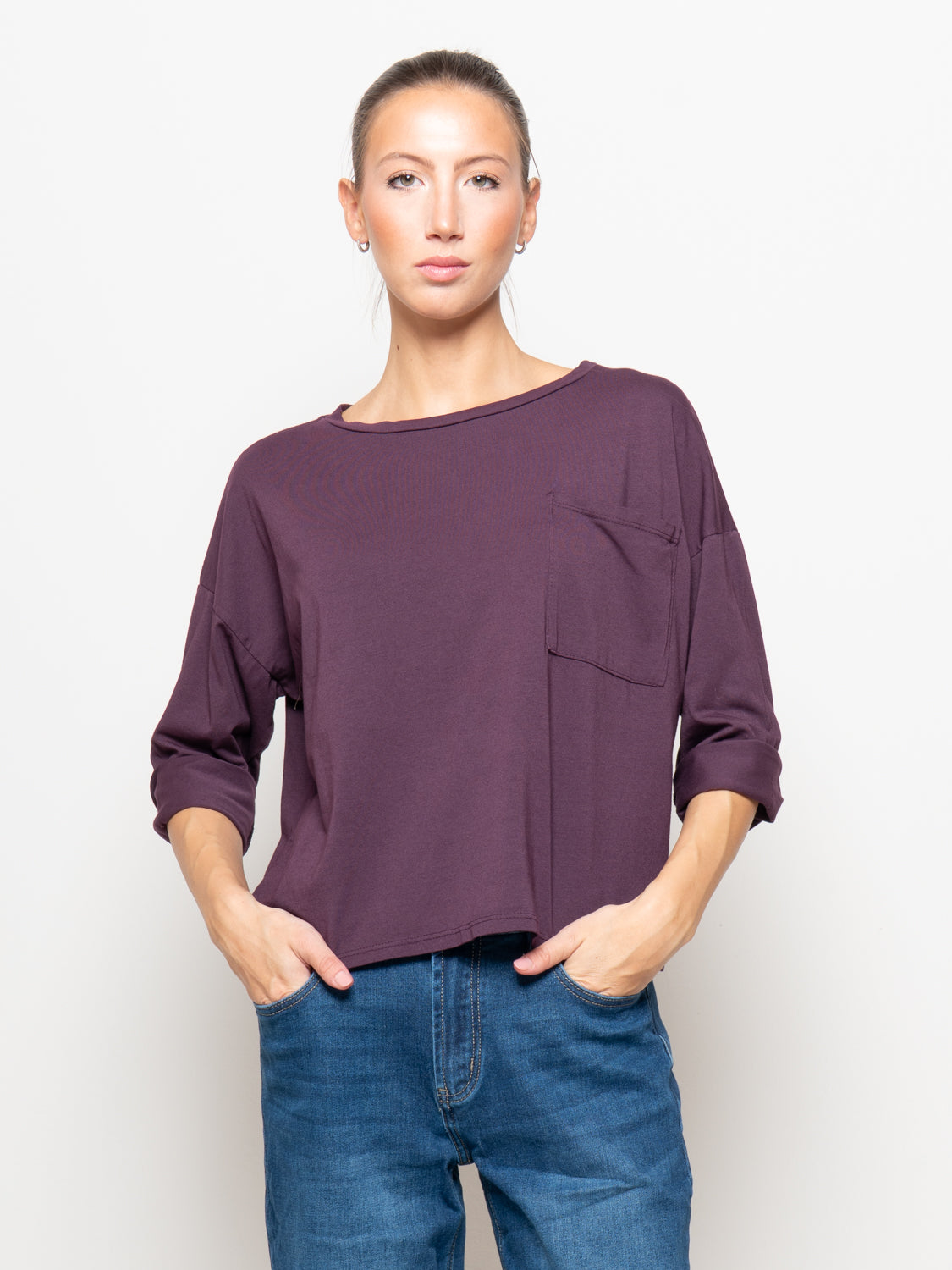 T shirt a manica lunga con tasca