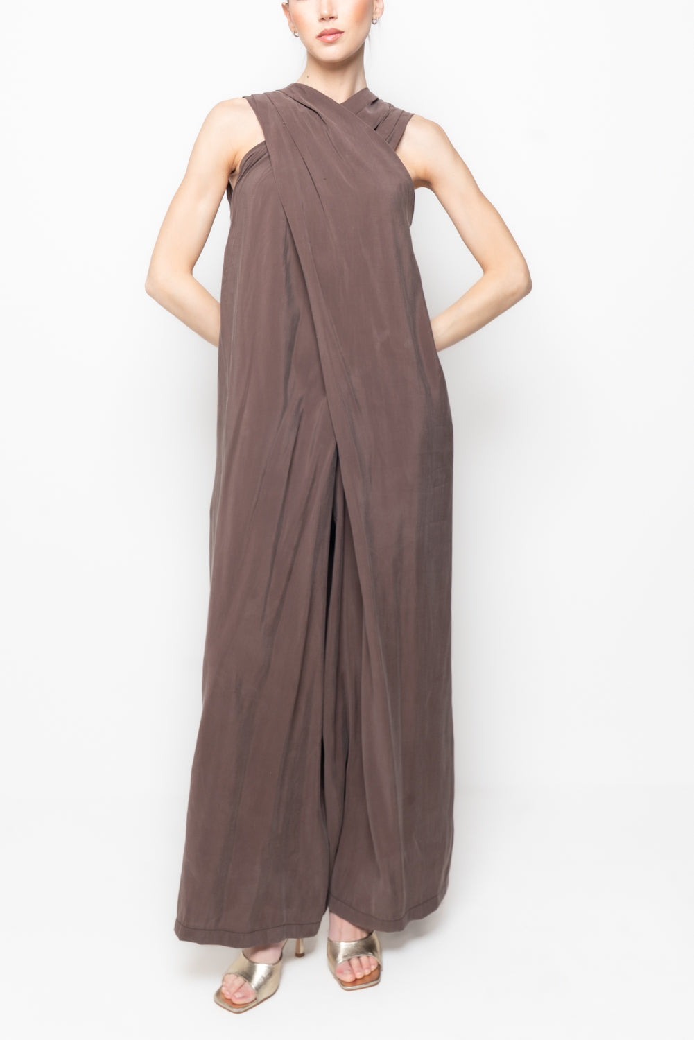 Tuta Intera Incrociata con Pantalone Wide Leg