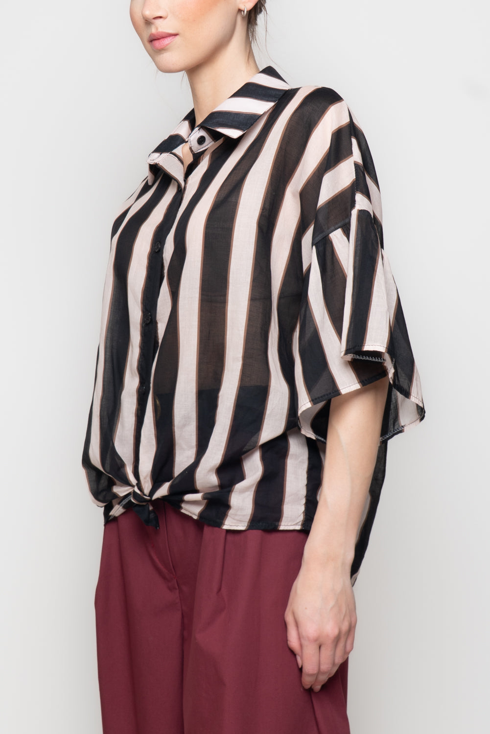 Camicia a Righe con manica Svasata