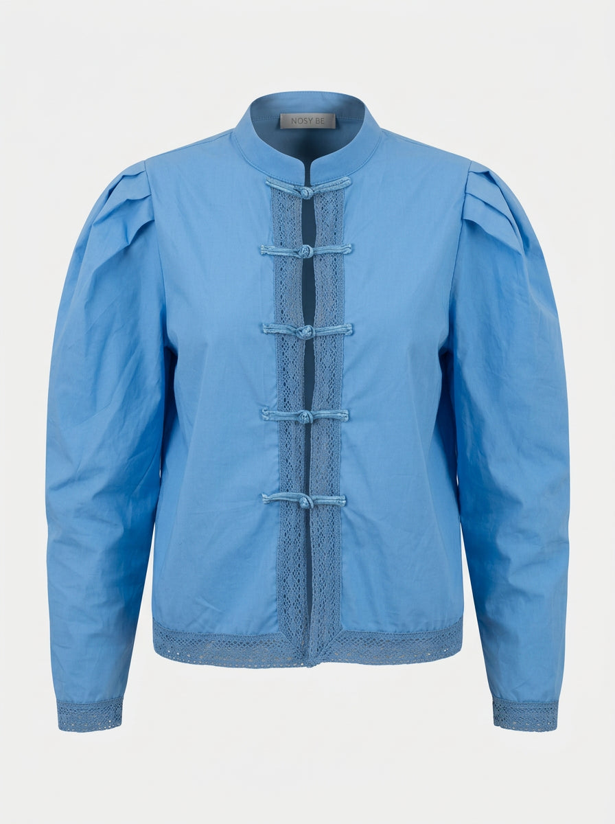 Camicia con Inserti in Pizzo e Chiusura a Nodi