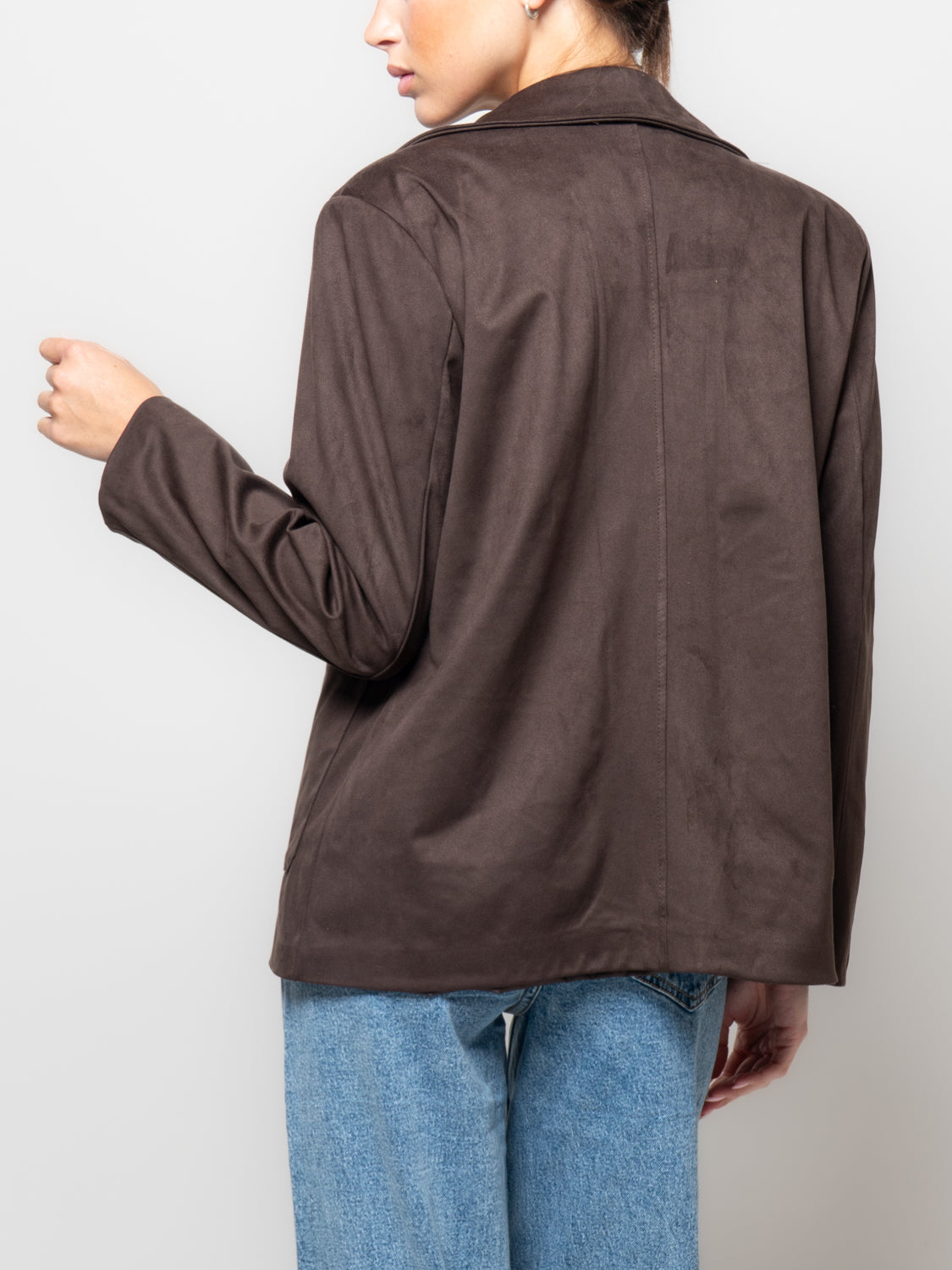 Giacca in suede con cuciti