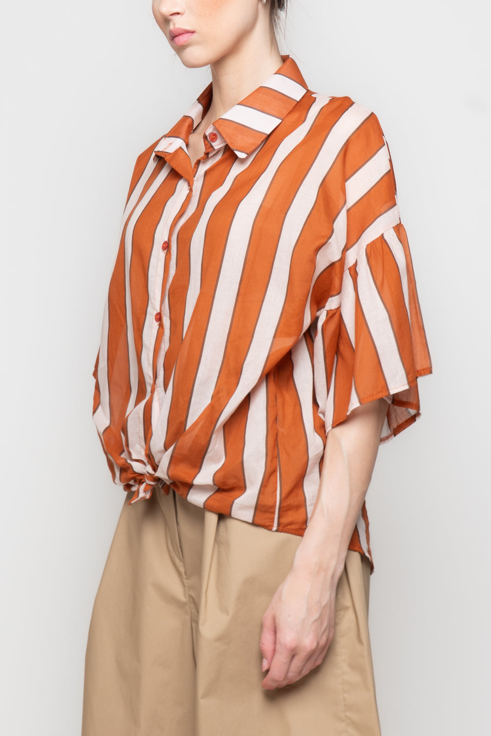 Camicia a Righe con manica Svasata