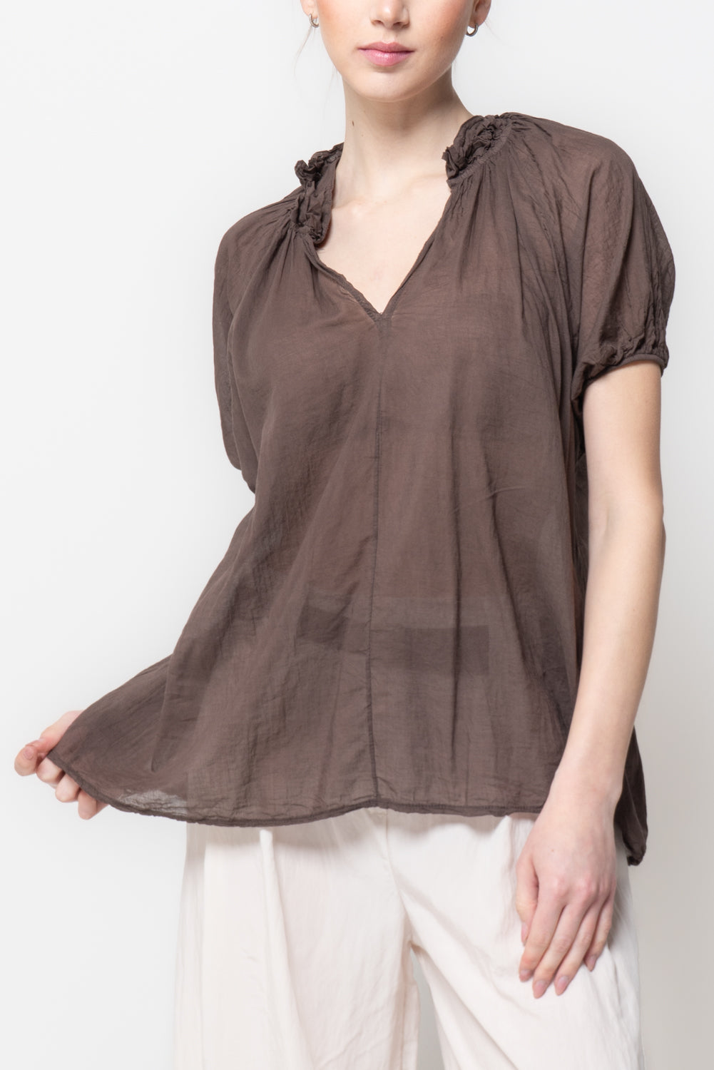 Blusa alla coreana in mussola