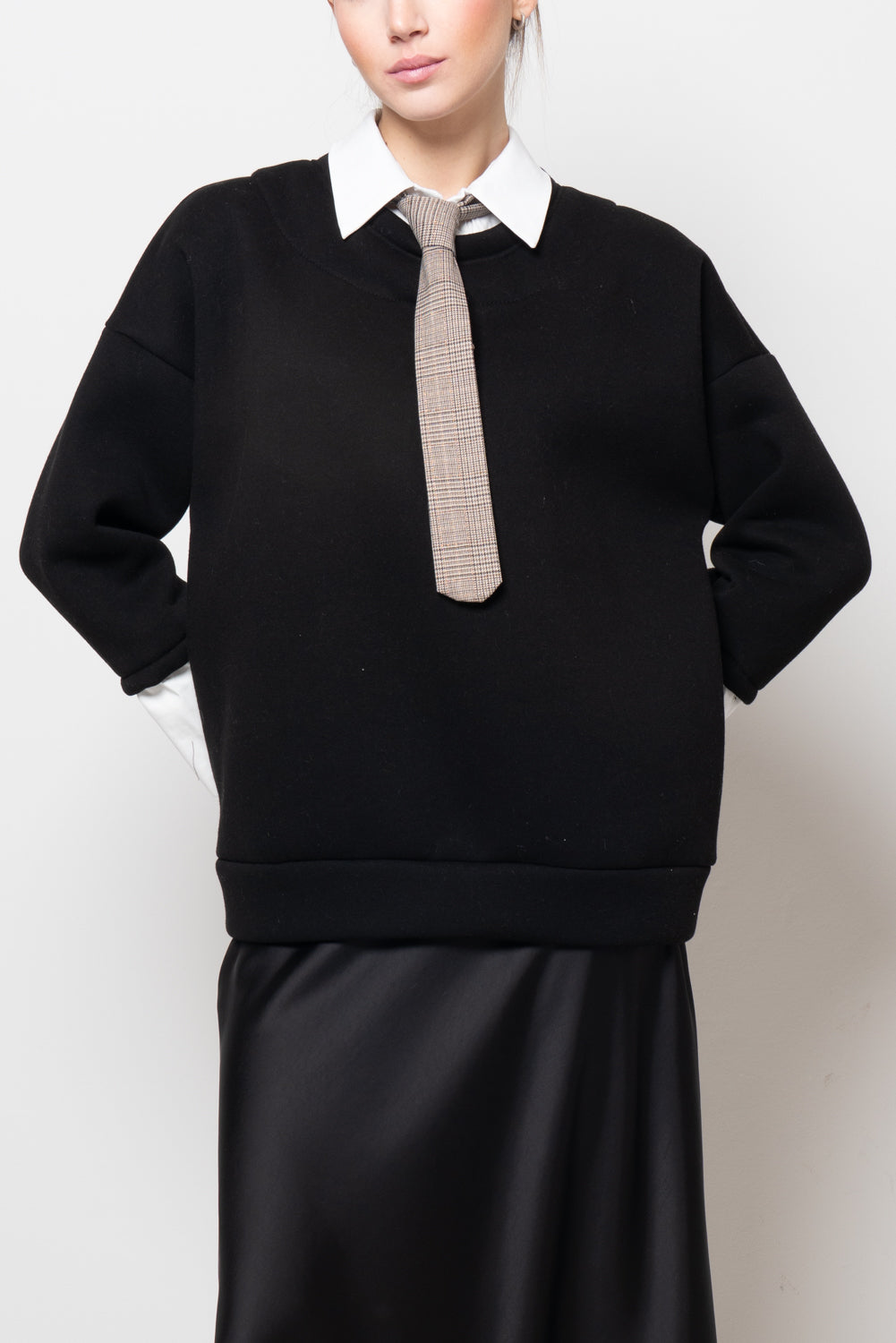 Felpa doppio tessuto con cravatta