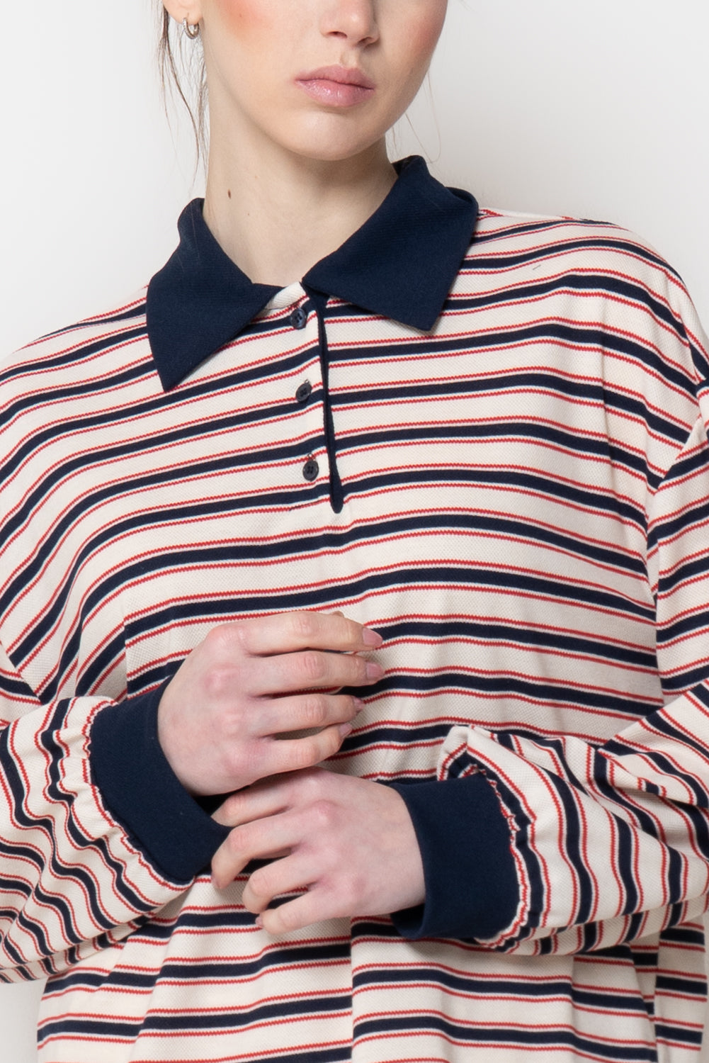 Maglia Polo a Righe con Profili a Contrasto