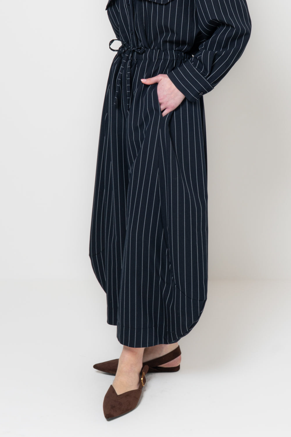 Pantalone barrel gessato