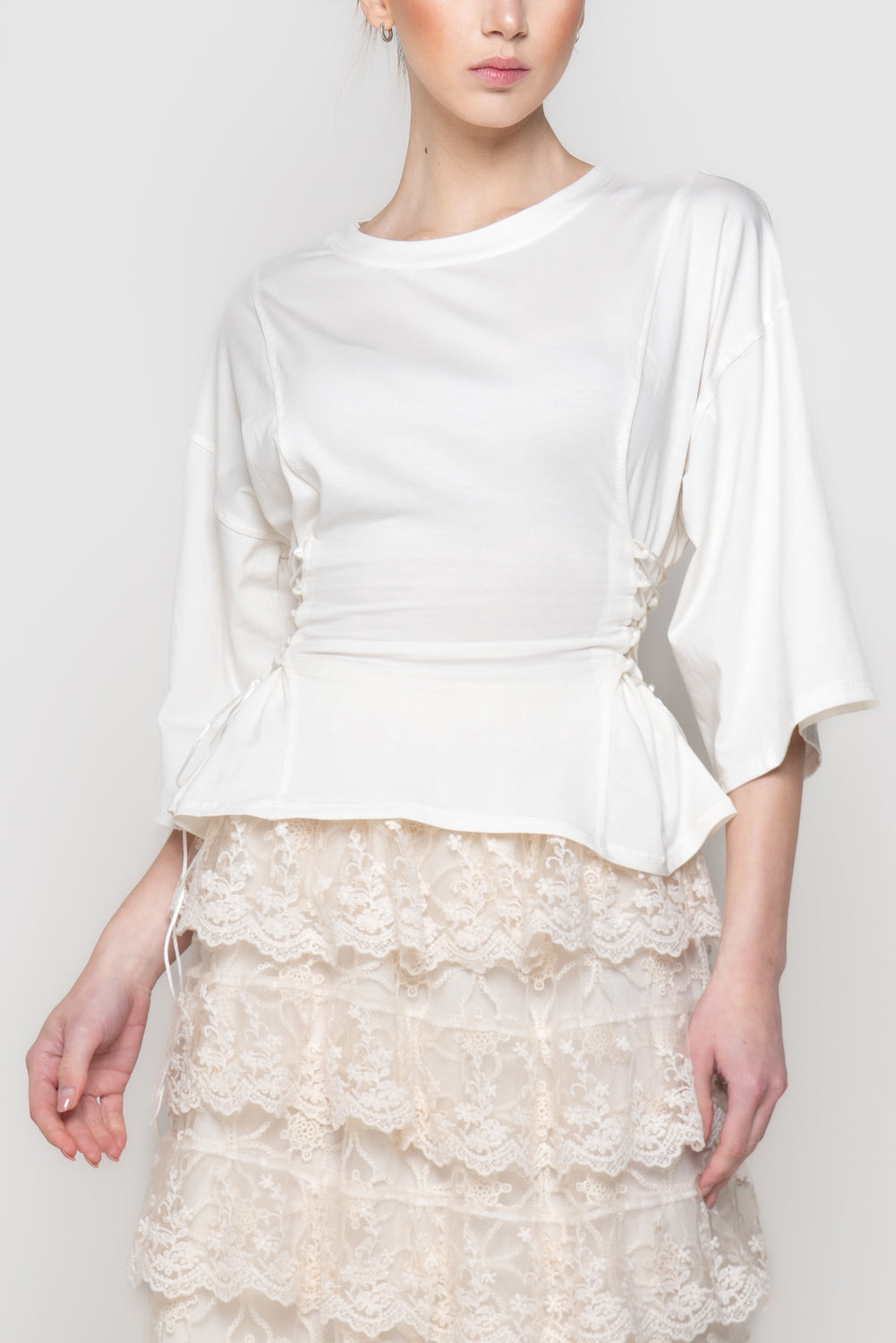 Maglia con Maniche a 3/4 e Lacci in Vita