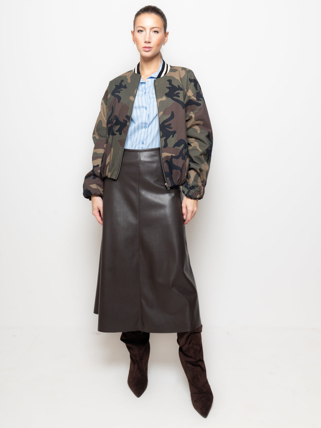 Bomber mimetico con collo a costine