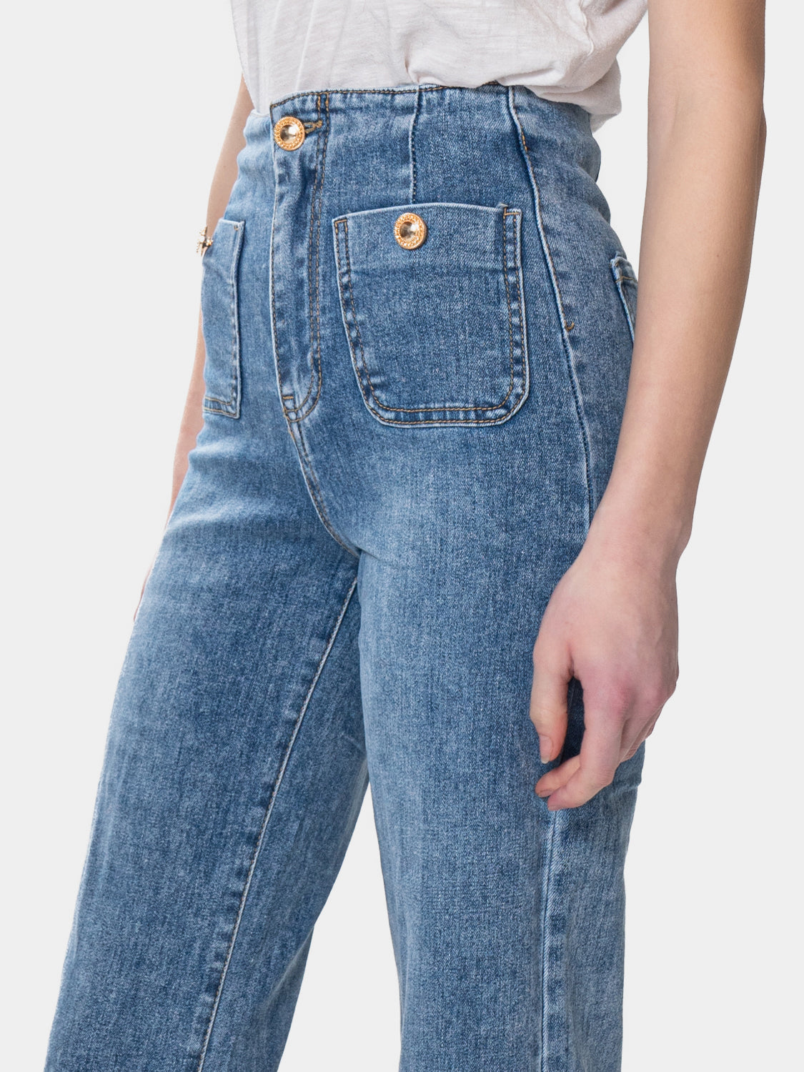 jeans culotte con bottoni